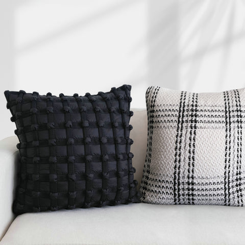 Premium black and white checked cushion cushion