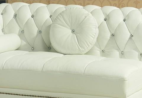 Modern Living Room Set White Leather Chesterfield Sofa