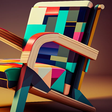 Abstract color block art leisure single chair