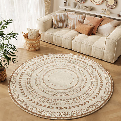 American Vintage Living Room Coffee Table Blanket Bohemian Round Carpet Computer Chair Mat Sofa Rocking Chair Floor Mat Foot Mat C