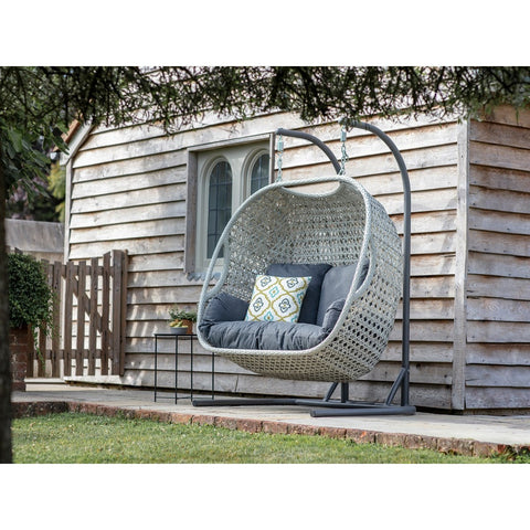 Dove Grey Rattan Double Hanging Cocoongarden