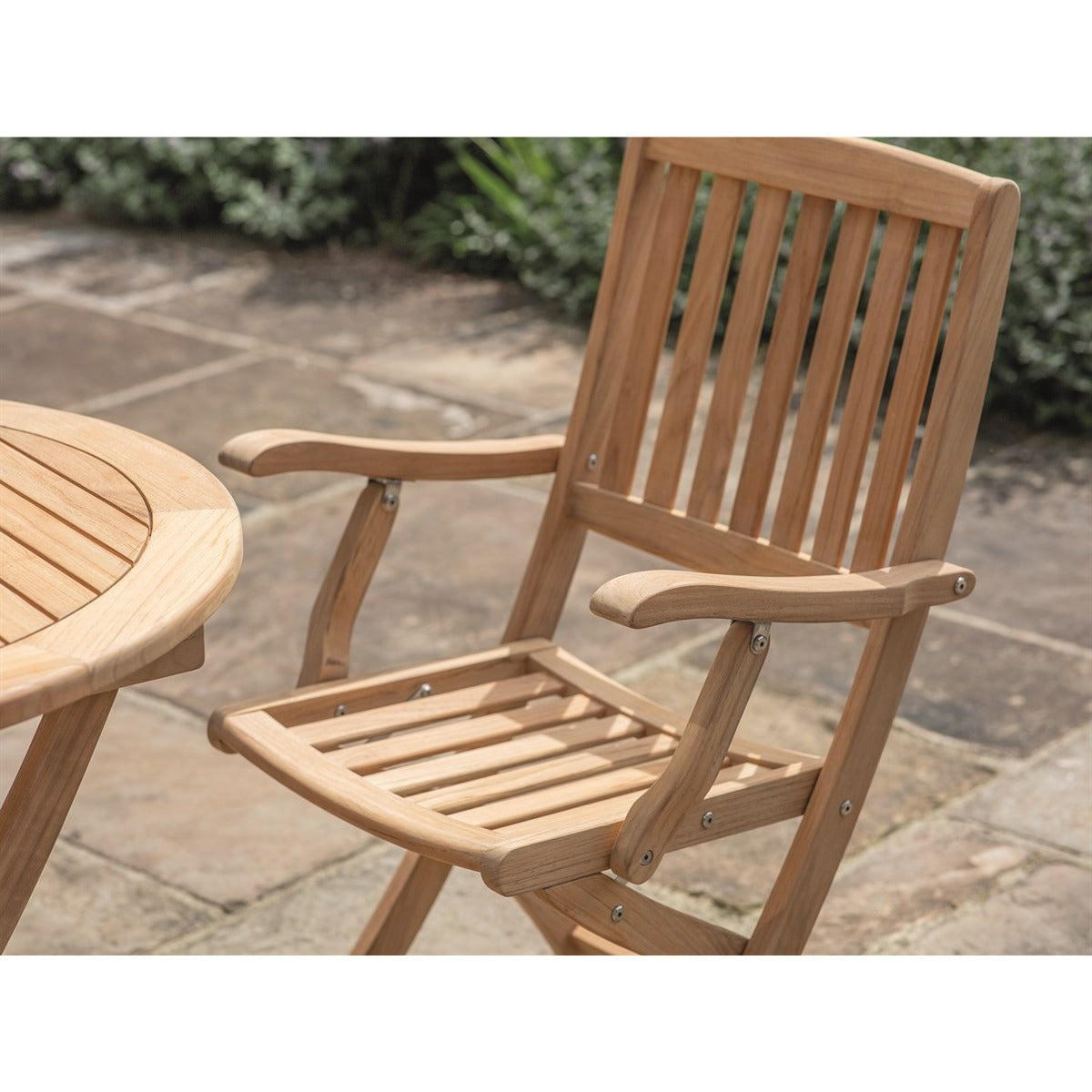 Teak Bistro Table Set with 2 Armchairsgarden