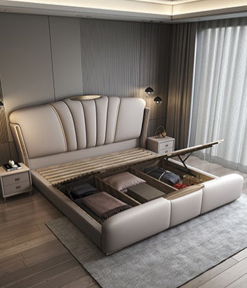 Modern minimalist high-end luxury leather big bed