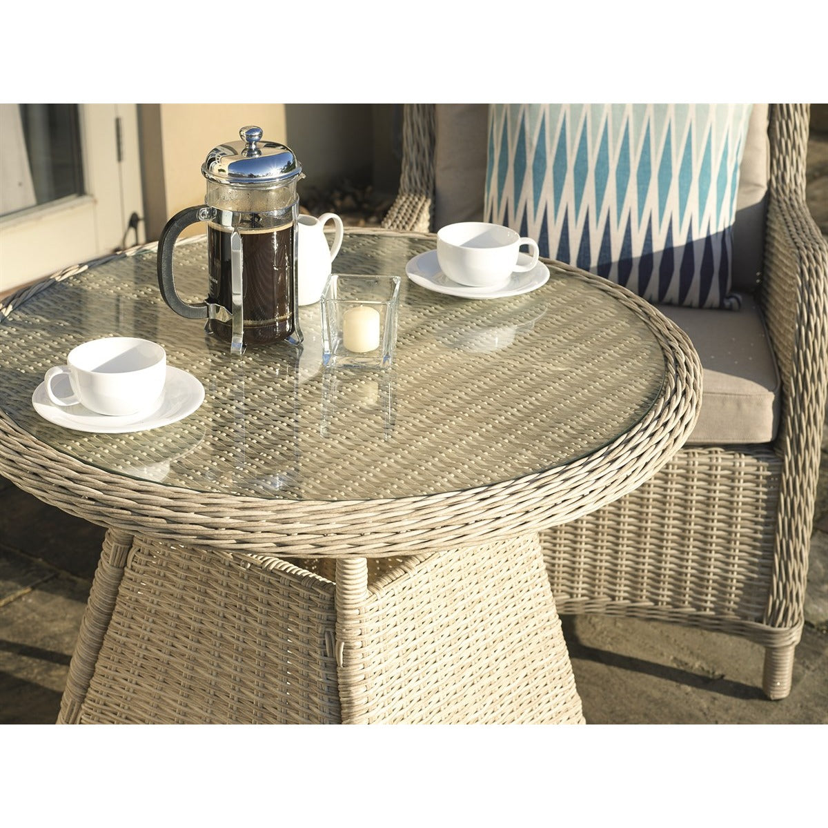 Sandstone Rattan Round Bistro Setgarden