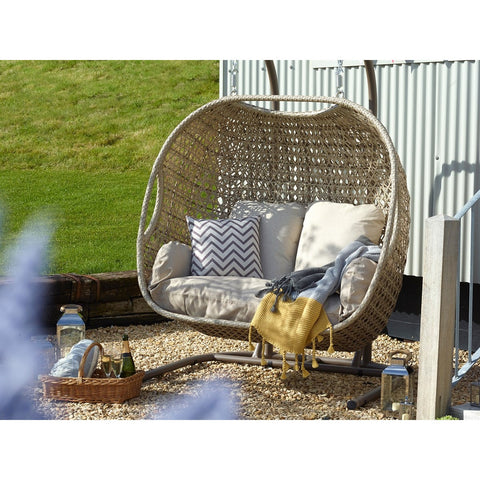 Sandstone Rattan Double Hanging Cocoongarden