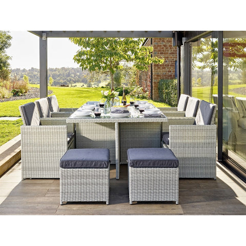 Cloud Rattan 6 Seater Cube Set with Stools / Footstoolsgarden