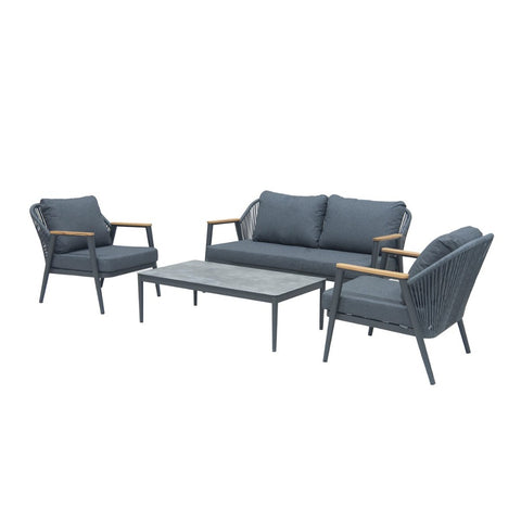 2 Seater Sofa with Rectangle Coffee Table & 2 Armchairsgarden