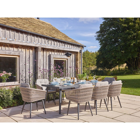 8 Seat Rectangle Dining Set with Parasol & Basegarden