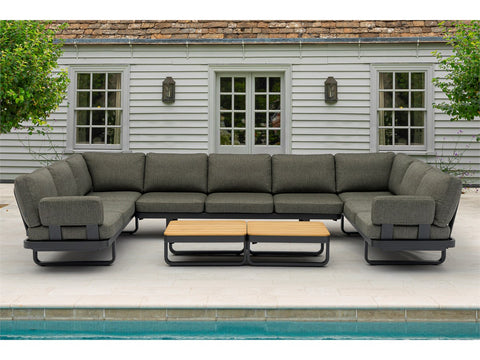 U-Shape Sofa Set with Square Teak Coffee Tablesgarden