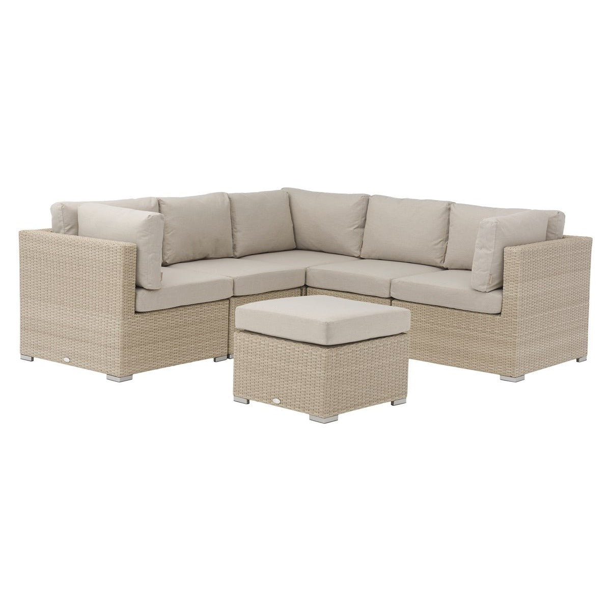 Nutmeg Rattan Square Corner Sofa with Coffee Table / Footstoolgarden