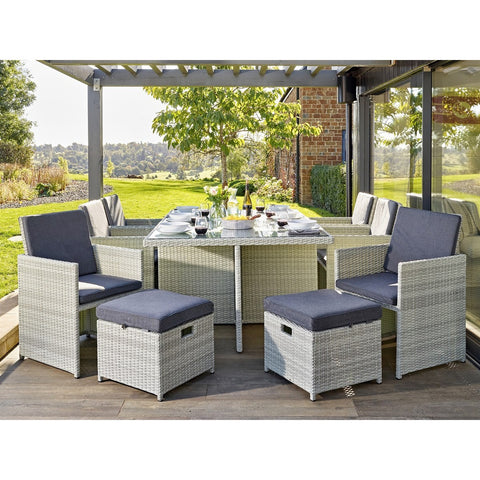 Cloud Rattan 6 Seater Cube Set with Stools / Footstoolsgarden