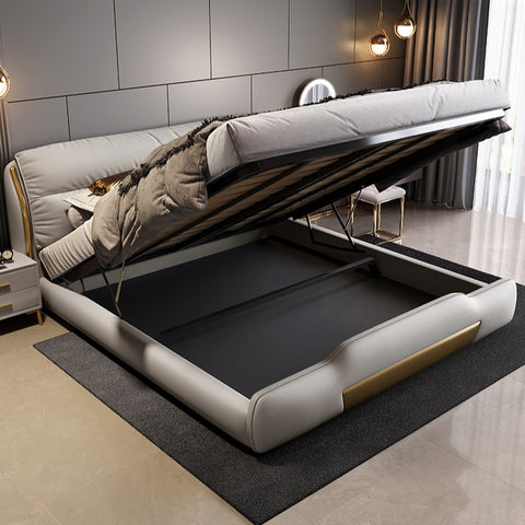 Modern minimalist high-end luxury leather king bed