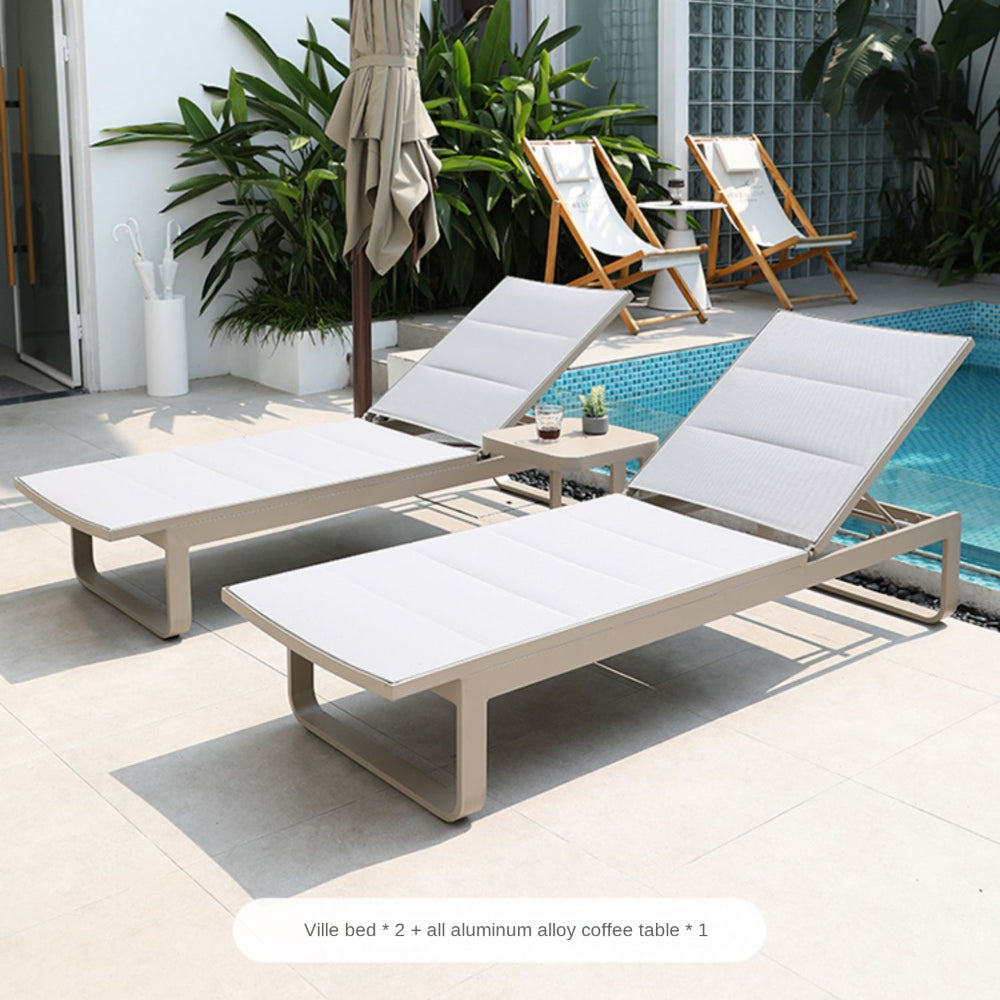 Waterproof chairs on the beach by the swimming pool garden