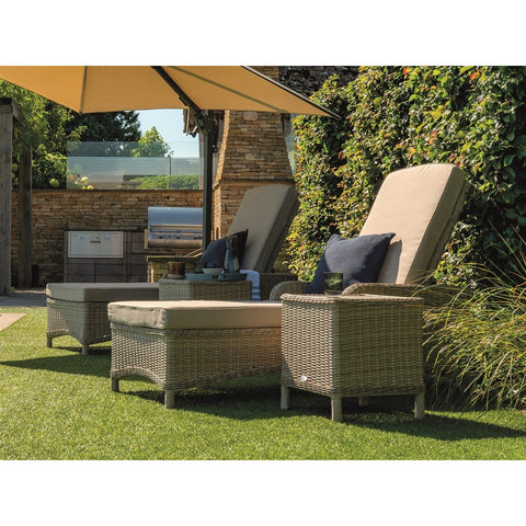 Sandstone Rattan Lounger and Coffee Tablegarden