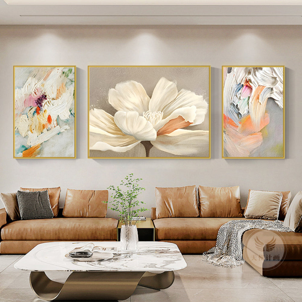 Oil painting living room decorative painting light luxury high sense hanging painting modern simple sofa background wall painting mural A