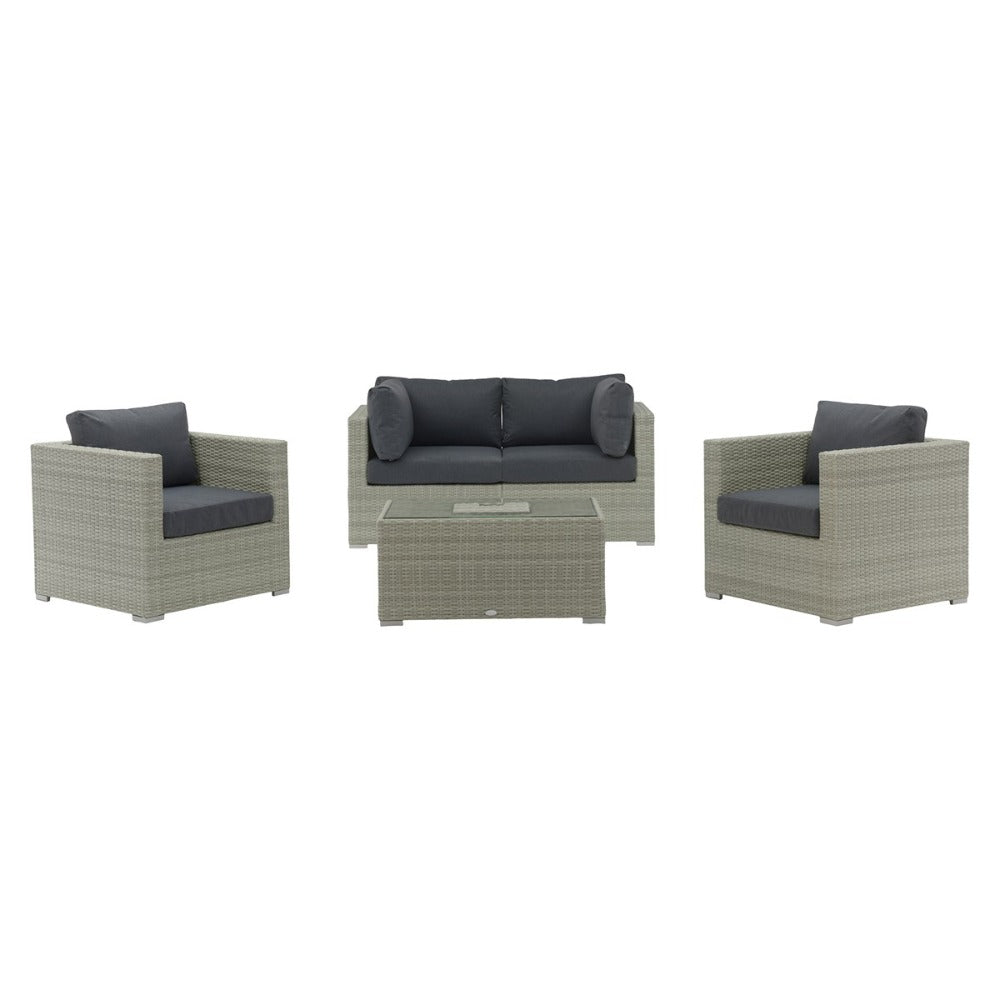 Cloud Rattan 2 Seater Sofa with Ice Bucket Coffee Table & 2 Armchairsgarden