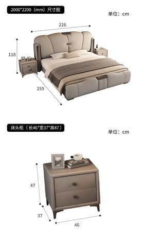 New high-end modern minimalist leather king bed