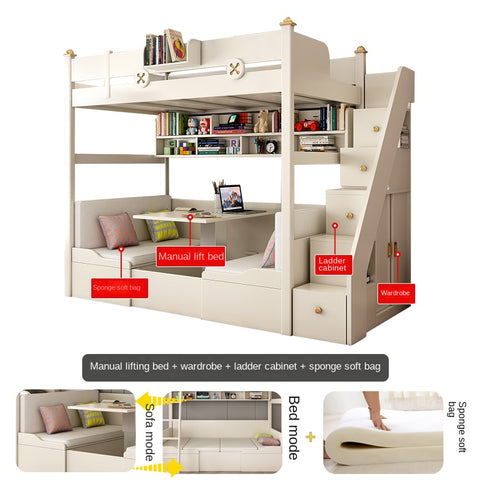 All solid wood simple upper and lower children's beds