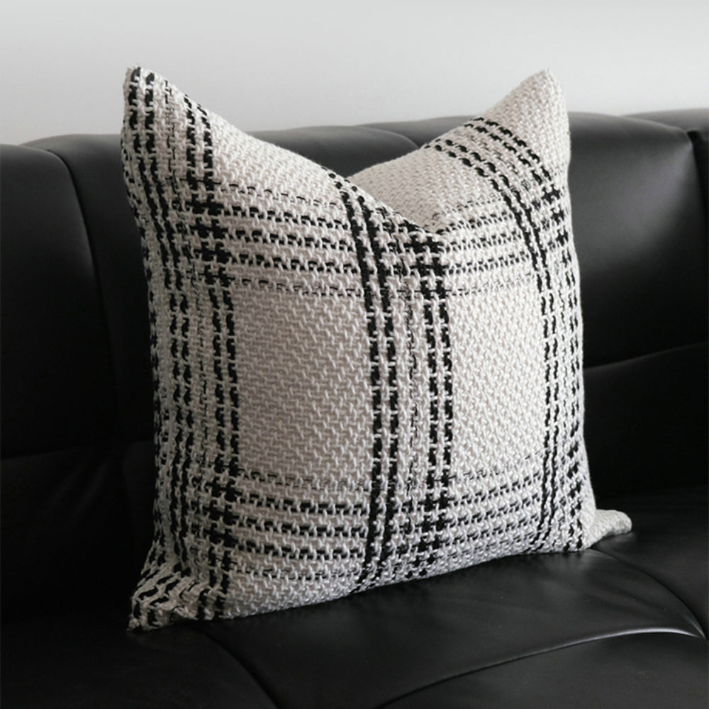 Premium black and white checked cushion cushion