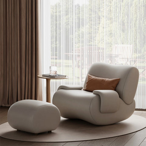 Modern simple rocking chair recliner lazy sofa living room cream wind single sofa chair