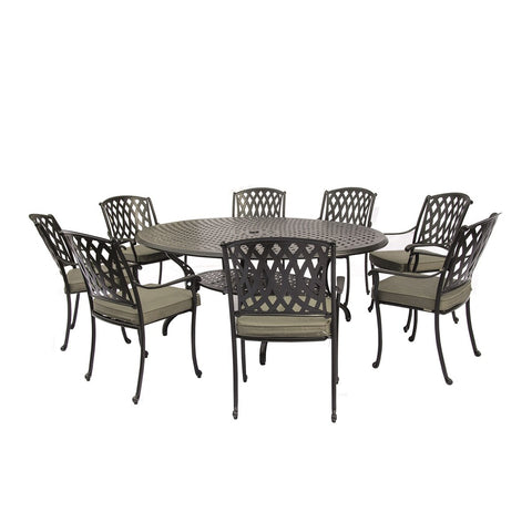 Black Cast Aluminium 8 Seat Elliptical Dining Setgarden