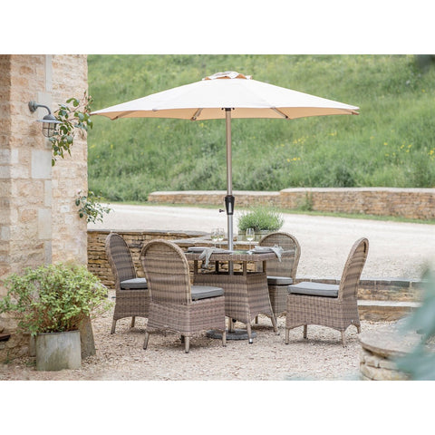 Rattan 4 Seat Square Dining Set with Parasol & Basegarden