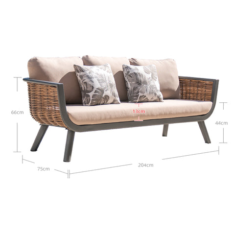 High end leisure aluminum alloy rattan woven sofa garden