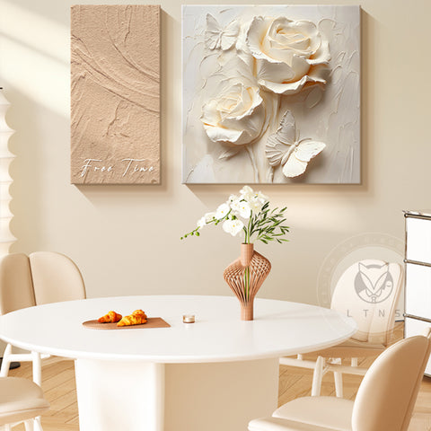 Cream Restaurant Decorative Painting Abstract Art Flower Hanging Painting