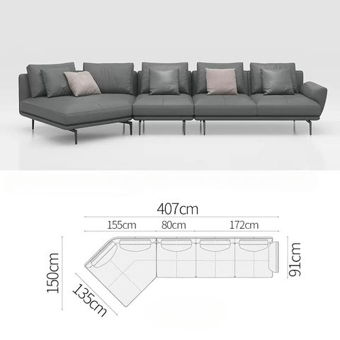 Italian minimalist leather sofa