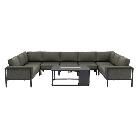 U-Shape Sofa Set with Rectangle Firepit Tablegarden