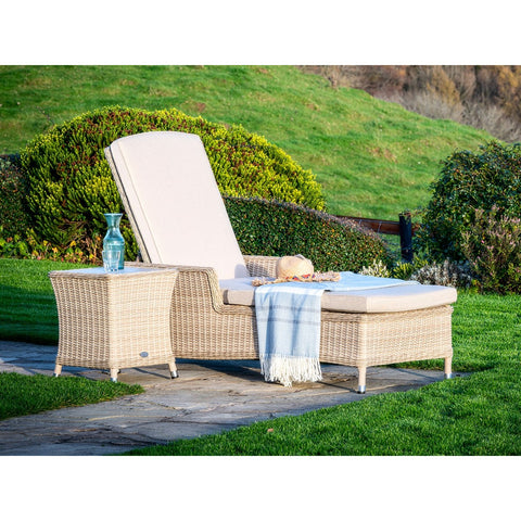 Sandstone Rattan Lounger with Side Tablegarden