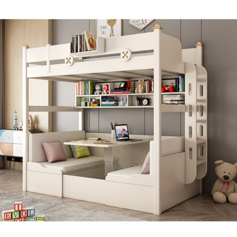 All solid wood simple upper and lower children's beds