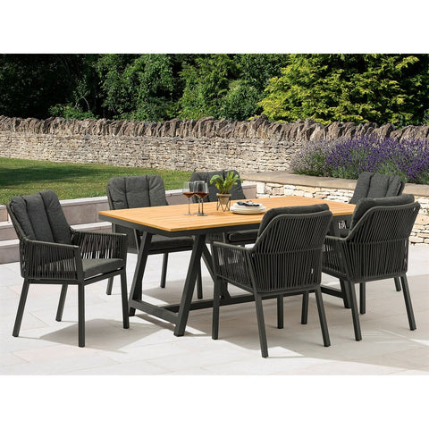 Marino Teak Rectangle Table with 6 Deluxe Chairsgarden