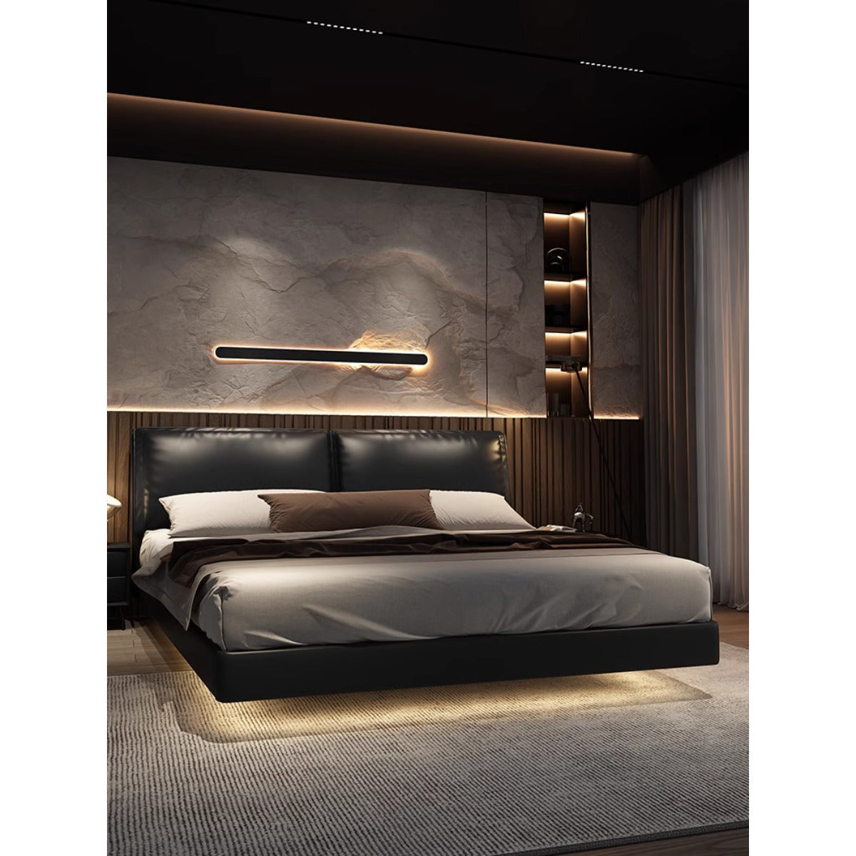 Modern simple leather suspension bed