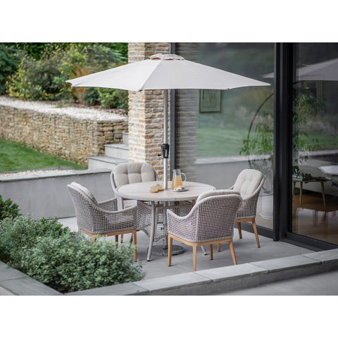 4 Seat Round Dining Set with Parasol & Basegarden