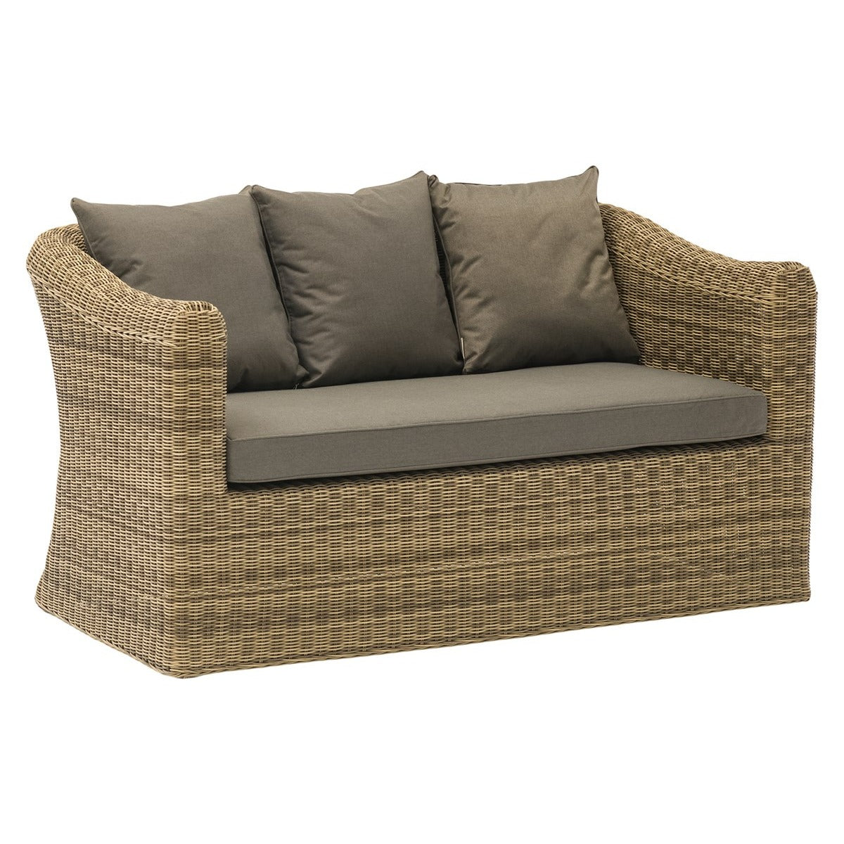 Rattan 2 Seater Sofa with Rectangle Coffee Table & 2 Armchairsgarden