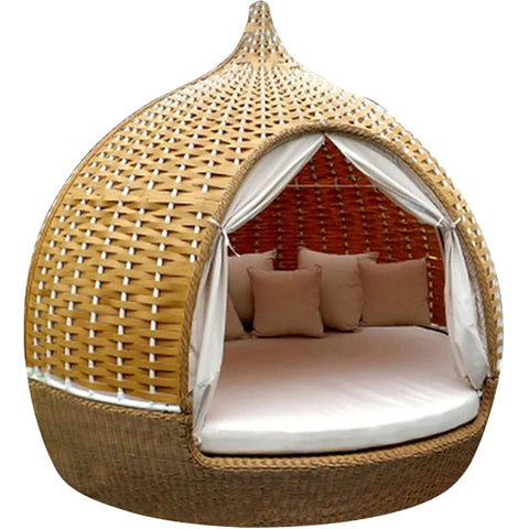 Beach swimming pool outdoor leisure rattan bed bed courtyard  garden bird's nest recliner round bed garden