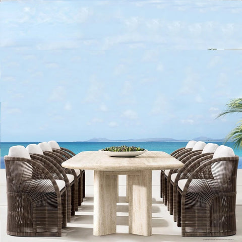 Outdoor furniture waterproof combination rattan chair sofa single double dining table and chair terrace recliner balcony chair garden