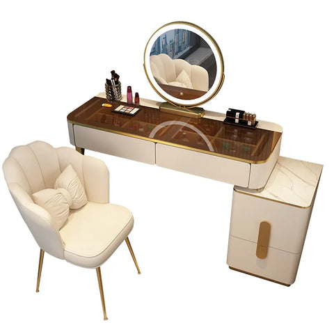 New bedroom affordable luxury style glass dressing table dresser modern simple makeup table storage cabinet integrated