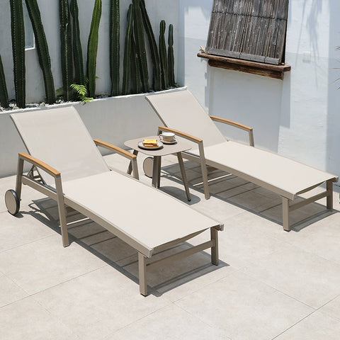 Waterproof chairs on the beach by the swimming pool garden