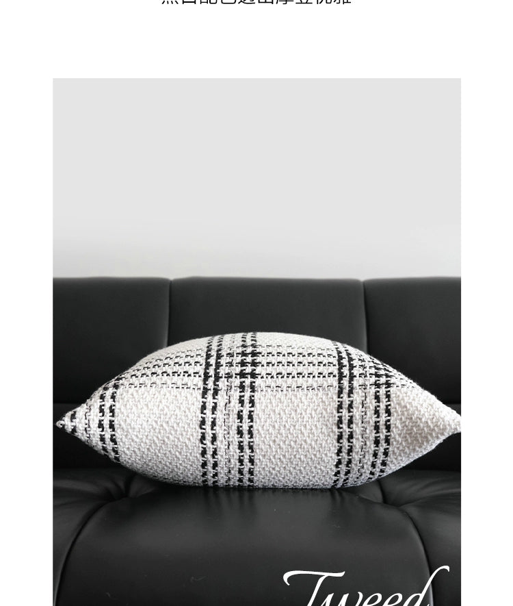 Premium black and white checked cushion cushion