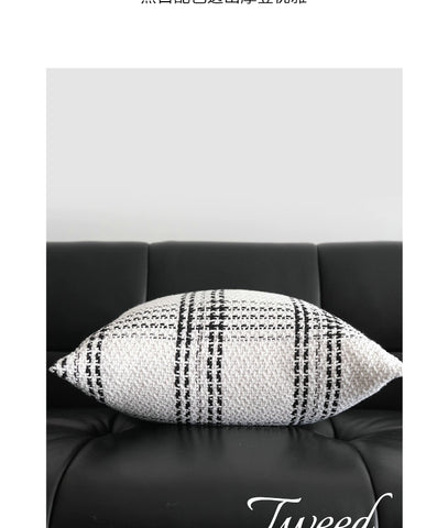 Premium black and white checked cushion cushion