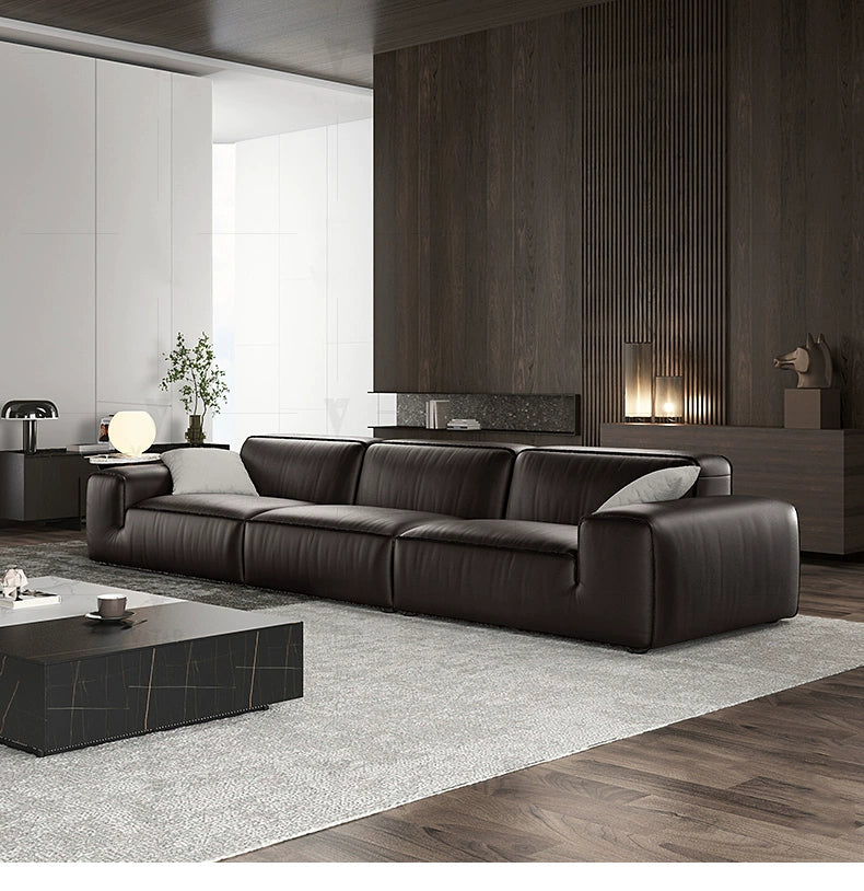 Italian minimalist high-end all-leather sofa