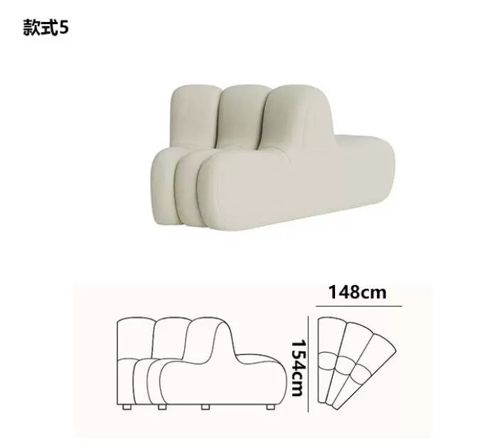 Nordic French fan S arc combination sofa hotel beauty salon art exhibition hall back to back double-sided sofa