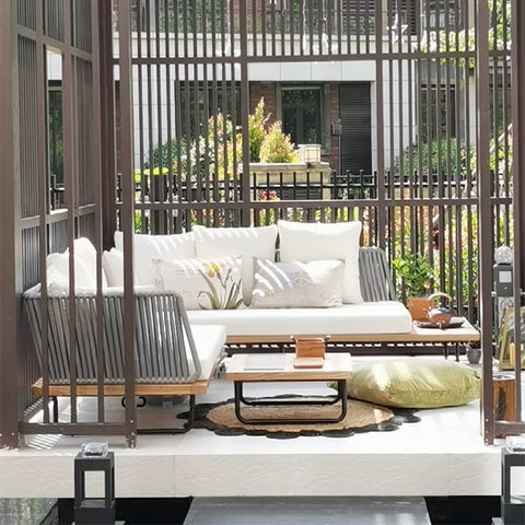 garden solid wood rattan sofa combination garden