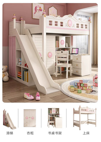 Pink Multi functional Combination Bed