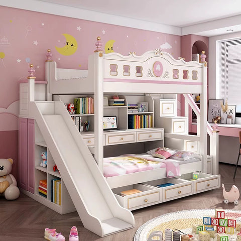 Pink upper and lower multi-function combination bed