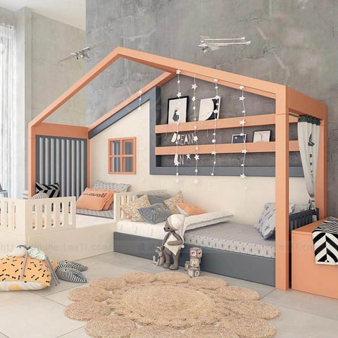 Solid wood multifunctional children's bed