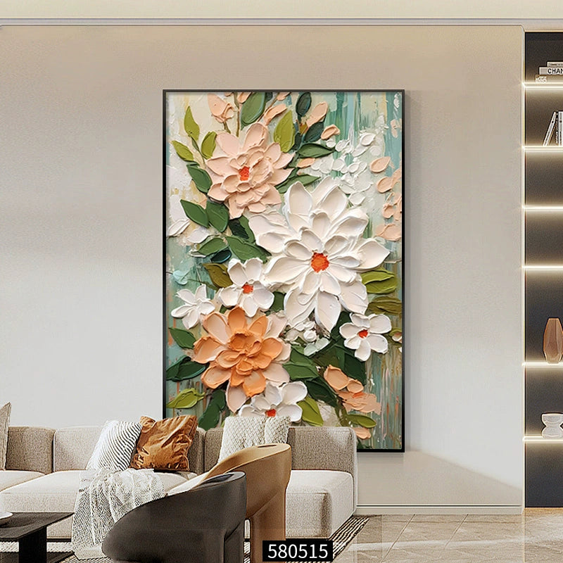 Oil painting Floor painting Cream wind Living room decorative painting Flower porch hanging painting Sofa back background wall mural A