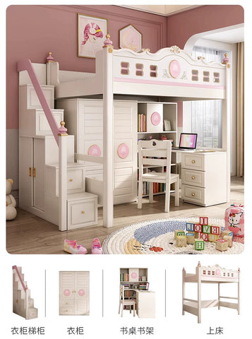 Pink Multi functional Combination Bed